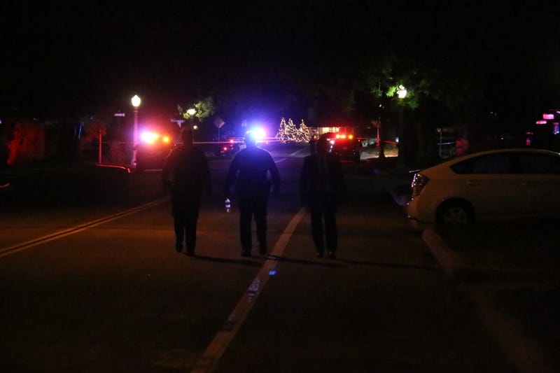 Police investigation of a shooting in Pasadena on Nov. 23, 2021.