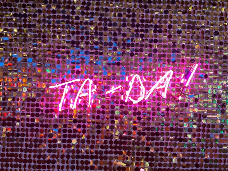 "Ta-Da!" neon sign at the Neon and Light Museum