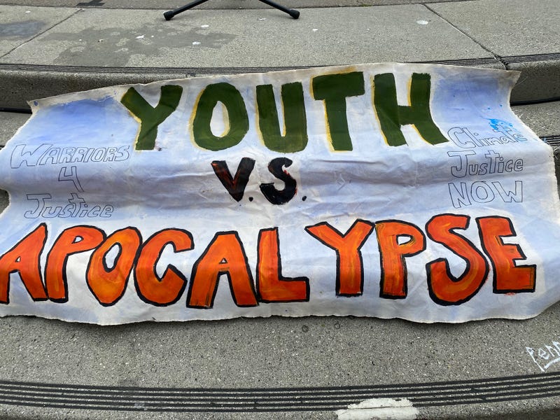 Youth Vs. Apocalypse, an environmental justice group, organized activists of all ages to march from Embarcadero Plaza through downtown on Friday.