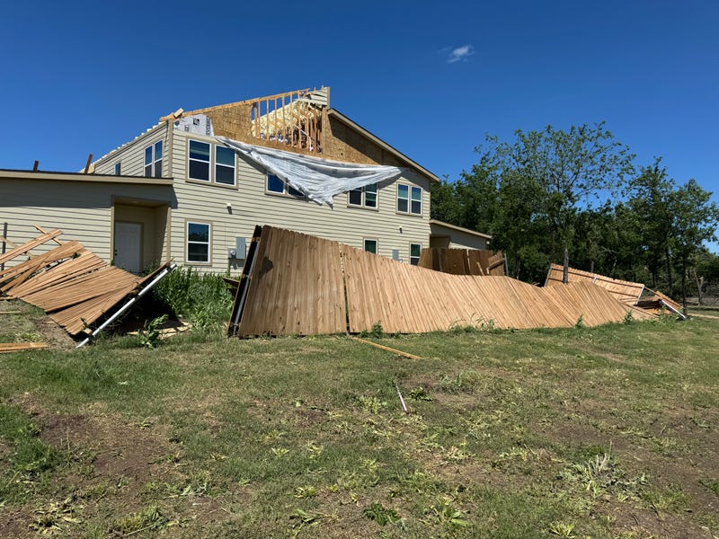 Storm damage in Peaster, Texas on Sunday, April 20, 2025.