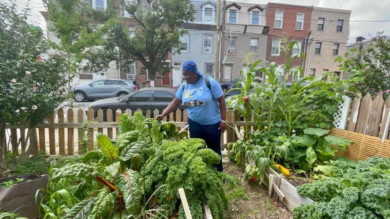 Chamara Cotton at a garden built to change the atmosphere of a site of the discovery of a dead body in Grays Ferry.