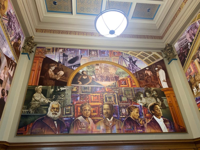 A painting inside the African American Museum and Library.
