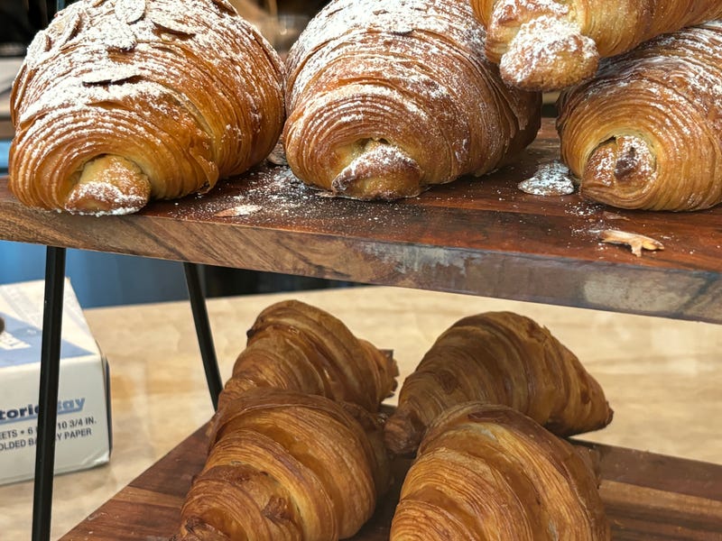 Almond croissants and plain croissants at Café Joyeux in Manhattan on July 20, 2024.