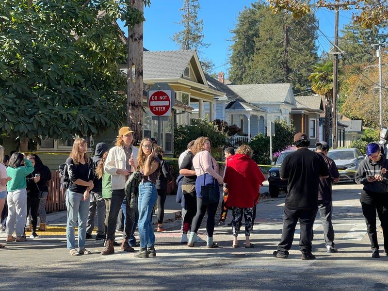 Parents reuniting with their children after Santa Cruz High School lifted its lockdown.