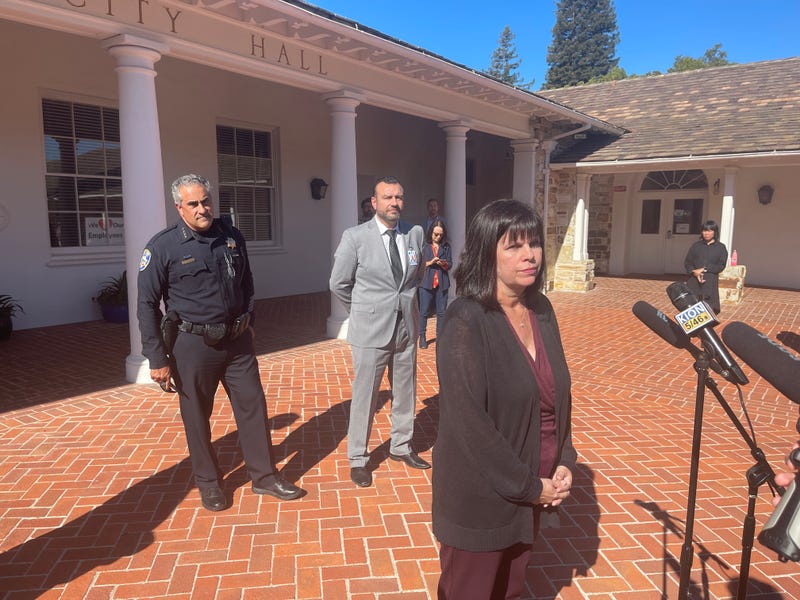 Police chief Bernie Escalante and Santa Cruz City Schools superintendent Kris Munro speak following false active shooter report on Oct. 27.