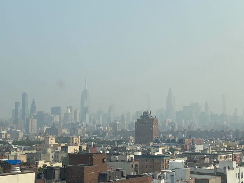 A smoky haze hovered over Manhattan again on Friday, sending air quality to "unhealthy" levels