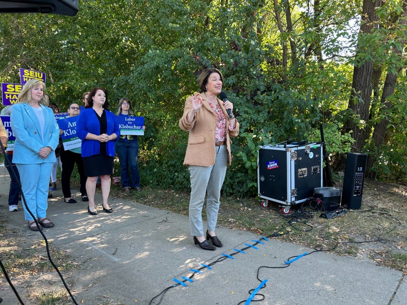 Minnesota U.S. Senator Amy Klobuchar (DFL) speaking at an early voting event in St. Paul Friday.