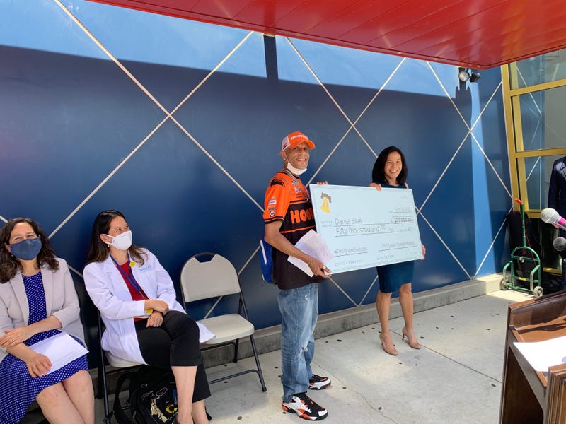 Daniel Silva, the winner of $50,000 in a Philadelphia COVID-19 vaccine sweepstakes.