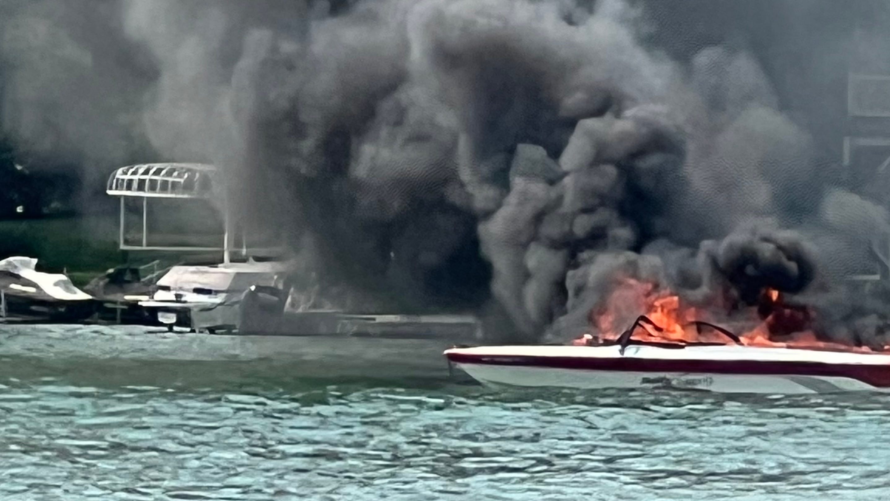 Small boat explodes on Oakland County lake (PHOTOS)