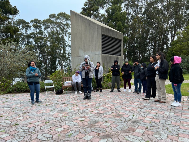 Members of the community meet to discuss the potential safe parking area.