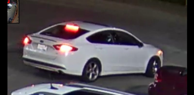 Suspect's white Ford Fusion