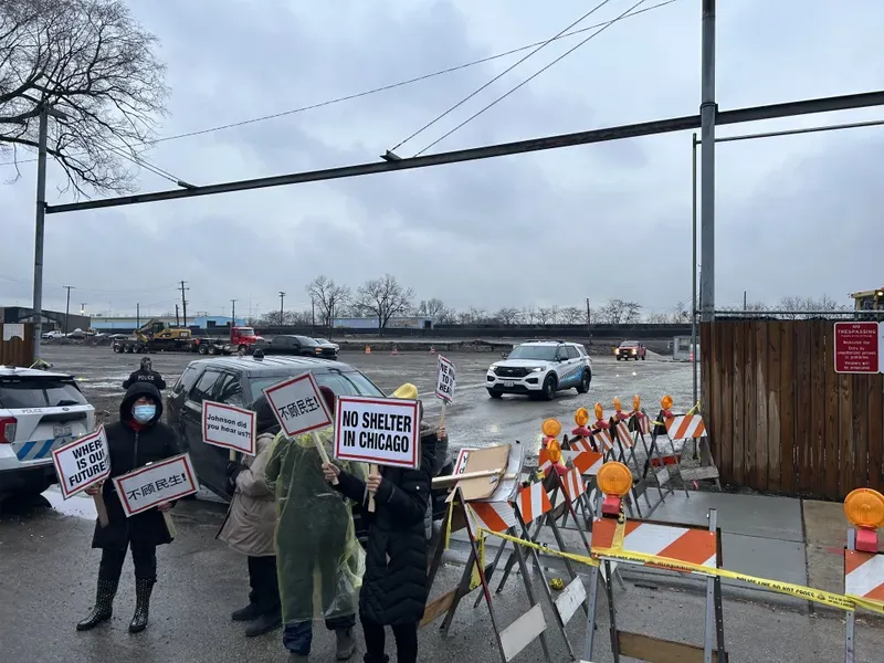 proposed migrant tent camp site in Brighton Park
