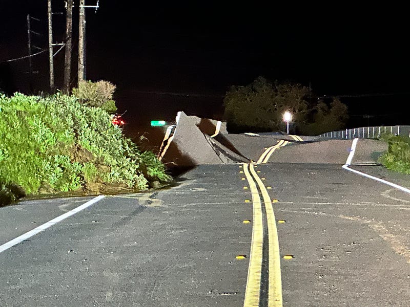 Crews are working to repair the damage left by a mudslide that mangled part of a Novato road along Highway 101.