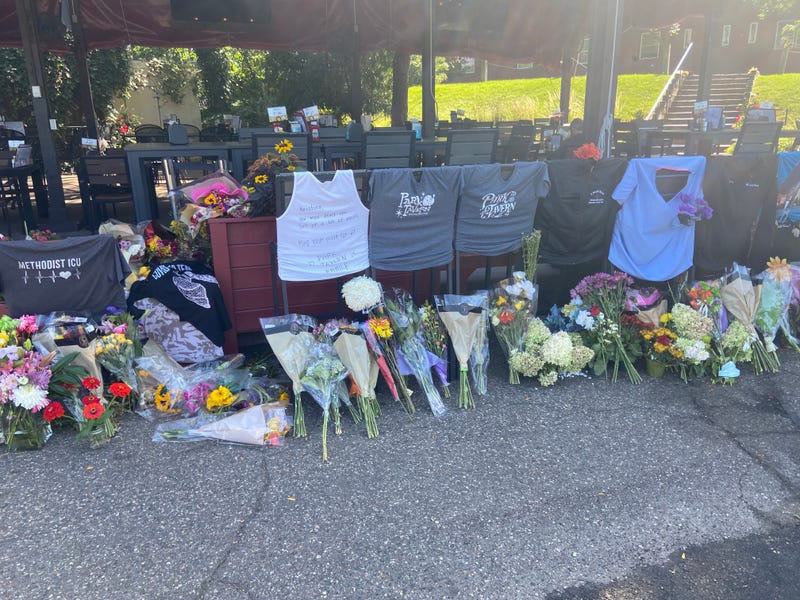 A makeshift memorial at Park Tavern in St. Louis Park.