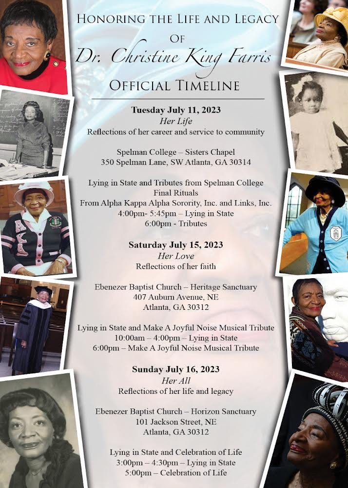 Christine King Farris, Martin Luther King Jr, funeral