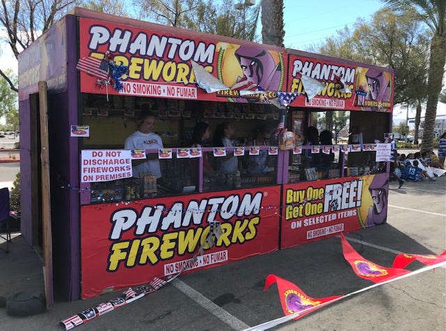 A "Safe & Sane" fireworks stand in Las Vegas