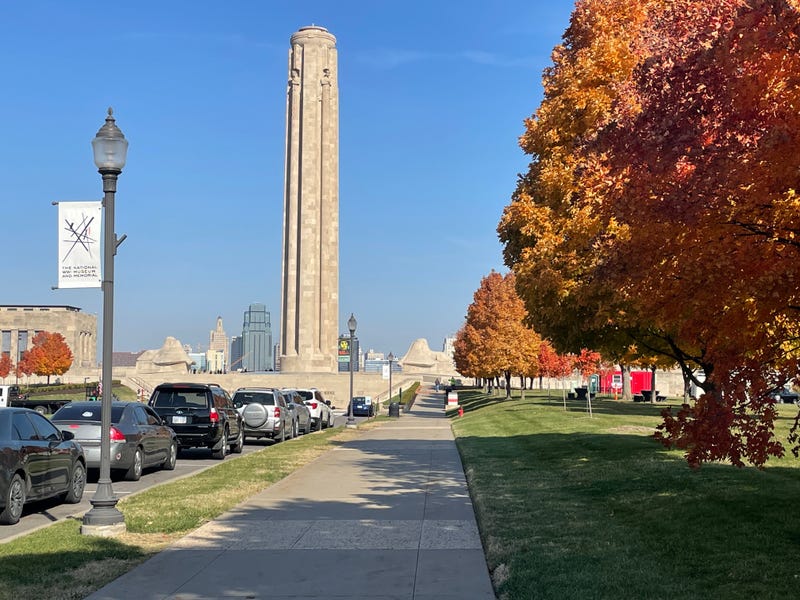 A view of the Liberty Memorial above the National World War I Museum