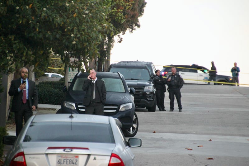 Law enforcement at the scene of Nancy and Paul Pelosi's residence on Friday.