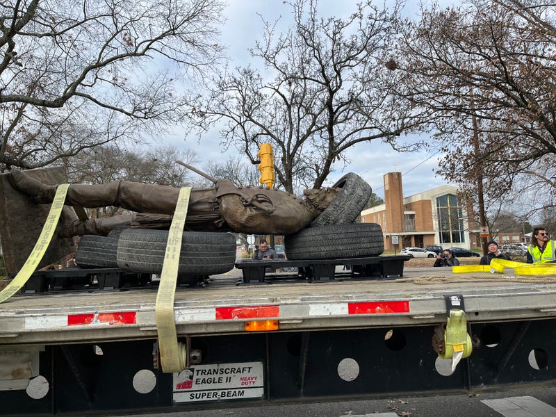 Statue of AP Hill strapped to a truck