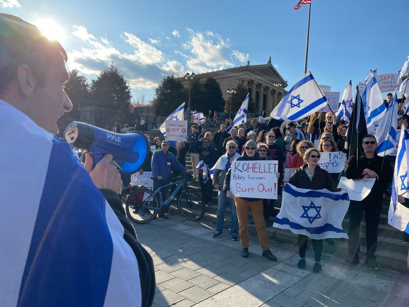Tens of thousands of people are continuing to protest Israel Prime Minister Benjamin Netanyahu’s proposed overhaul of the country’s judicial system. Philadelphians joined protests in solidarity on March 5, 2023, outside the Philadelphia Museum of Art.