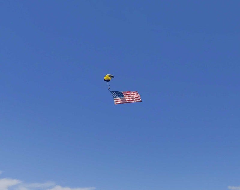 The U.S. Navy put their elite parachute team on display with an late morning jump over the Detroit River on Thursday to celebrate Detroit Navy Week.