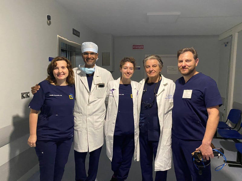 Dr. Moscatello and a team of volunteer doctors in Ukraine.