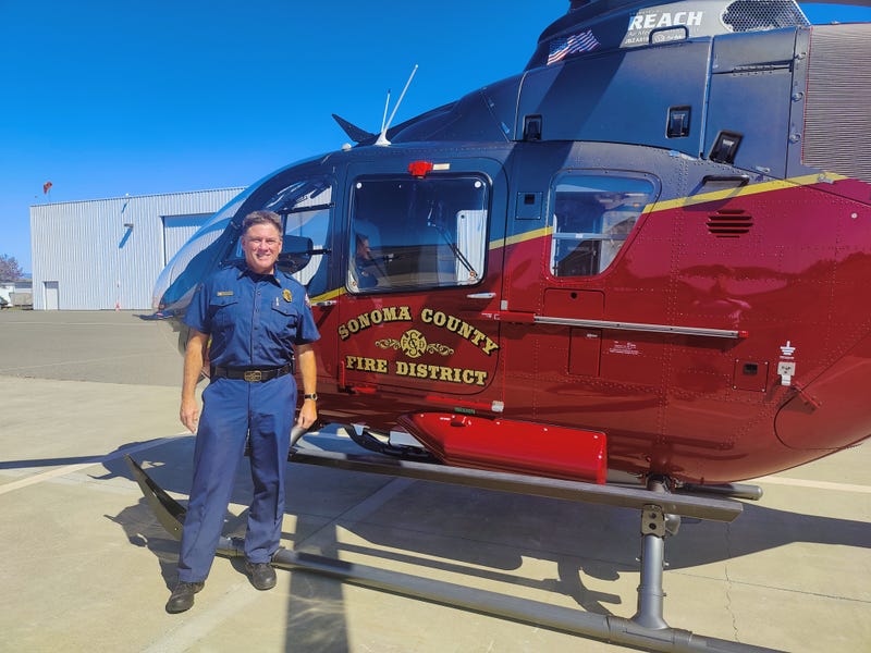 Mark Heine, Fire Chief of the Sonoma County Fire District, in front of the county's first firefighting helicopter