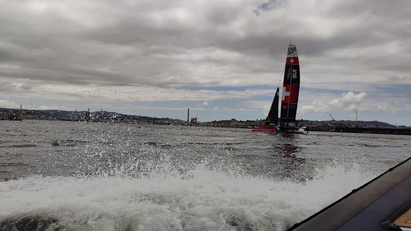 SailGP is similar to the international competition America’s Cup, but the boats travel at much faster speeds. The F50 catamarans sit above the surface of the water and can exceed 60 miles per hour.