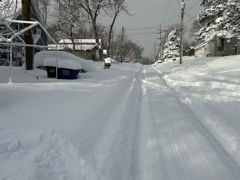Unplowed roads in Michigan City, Ind.
