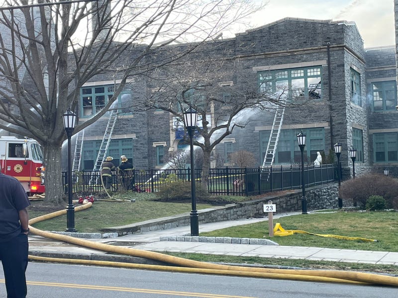 All students have been accounted for, and one firefighter was taken to the hospital with minor injuries, after a fire at Our Mother of Consolation parish school in Chestnut Hill on Tuesday.