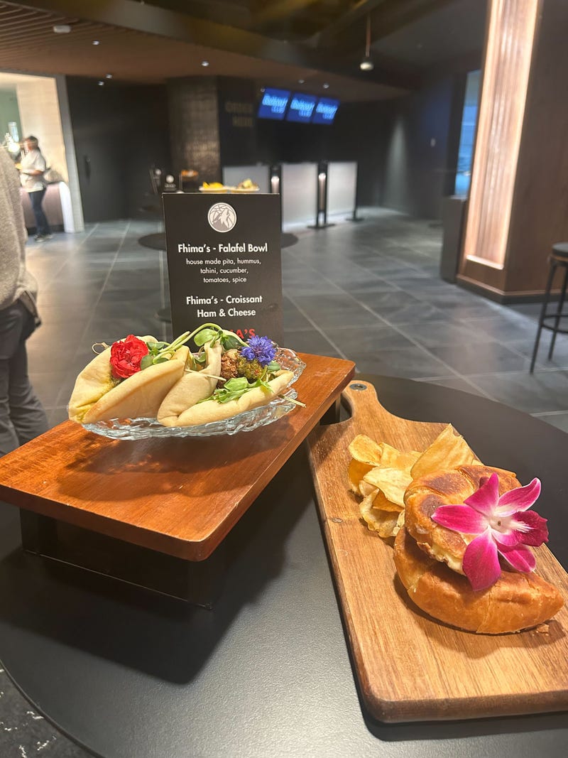 Fhima's Falafal Bowl and Croissant with Ham and Cheese.