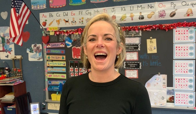 An excited Ms. McLaine 