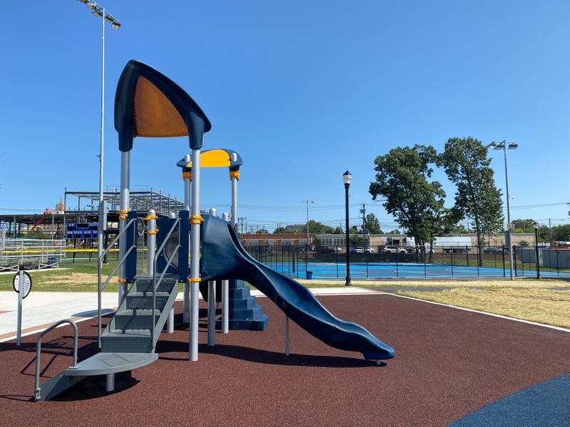 A play area at newly-renovated Whitman Park in Camden.
