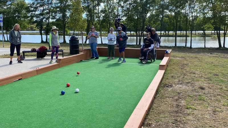 Bocce players enjoy the new court at Cooper River Park in Pennsauken Township.