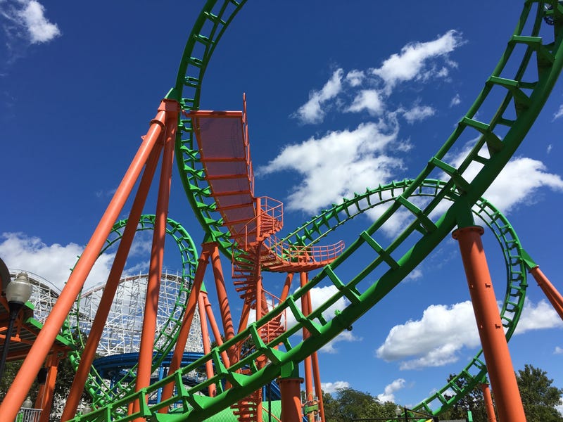 Boomerang and The Screamin' Eagle are seen at Six Flags St. Louis