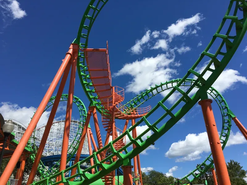 Boomerang and The Screamin' Eagle are seen at Six Flags St. Louis 