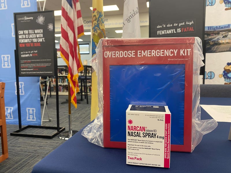 A Narcan box, similar to ones being placed in every Camden County public and parochial school.