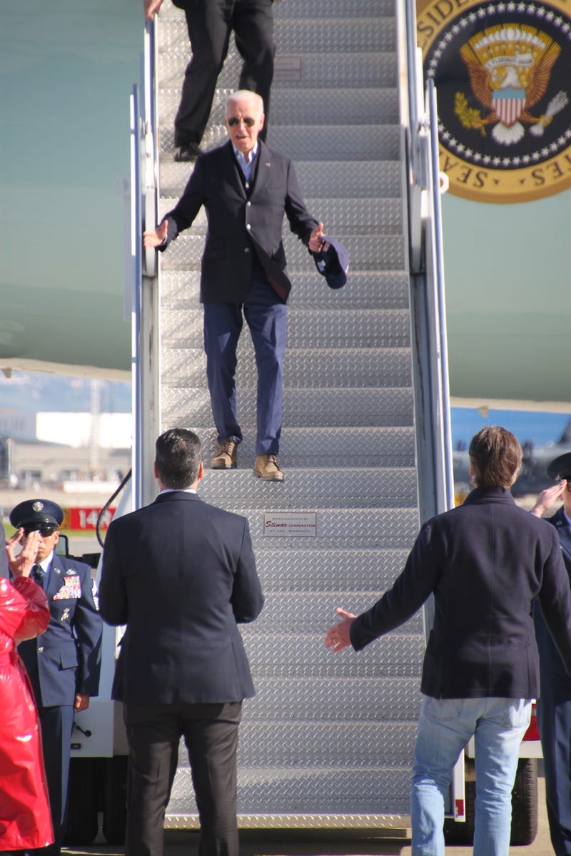 President Biden has touched down in Mountain View to begin his visit traveling to parts of the Bay Area impacted by extreme storm damage.