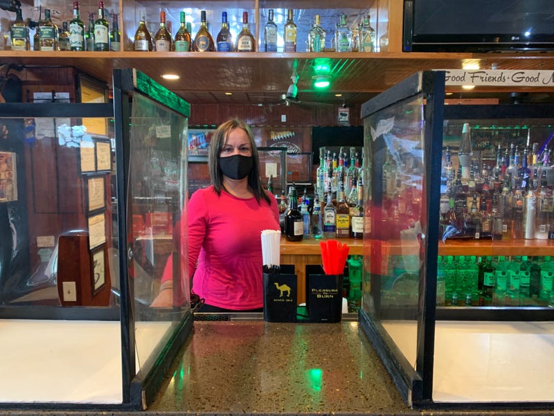 Bartender Heather behind the bar at O'Hagan's in Collingdale, Delaware County.