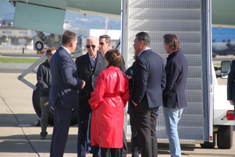 President Biden has touched down in Mountain View to begin his visit traveling to parts of the Bay Area impacted by extreme storm damage.