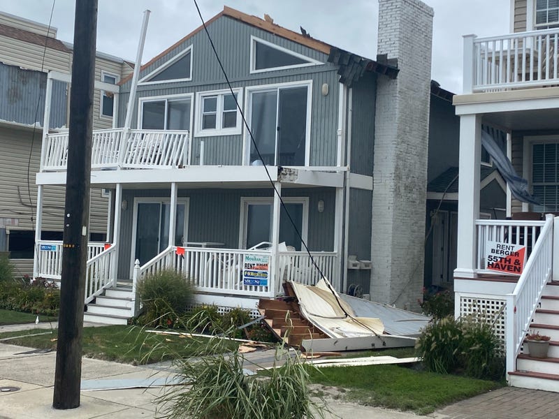 This home in Ocean City, New Jersey, lost part of its roof during Hurricane Isaias in 2020.