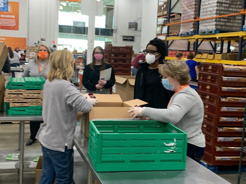 Congresswoman Lauren Underwood toured the operations at the Northern Illinois Food Bank, where officials said demand for food assistance is down from the earlier peaks, but still high.