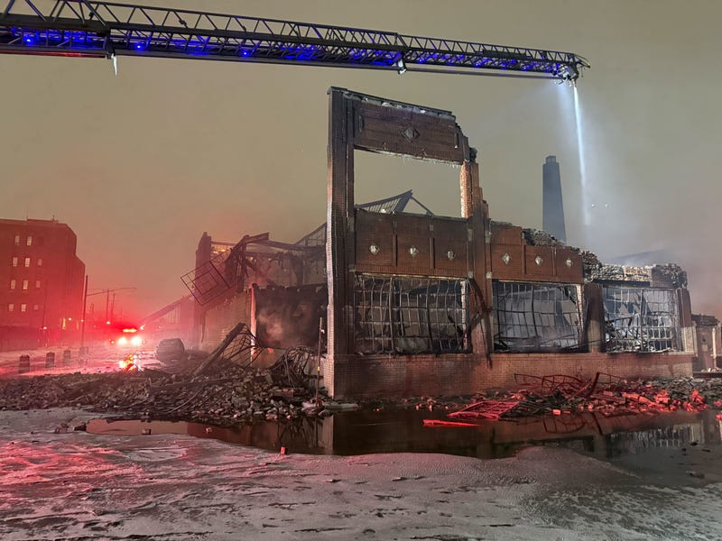 Detroit Fire crews on scene, early in the morning. 