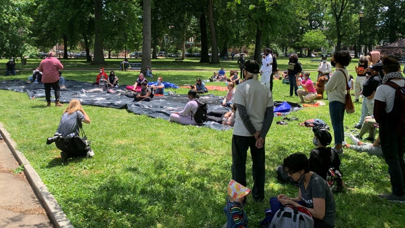 Protesters marking the one-year anniversary of tear gas being used on marchers during George Floyd protests in 2020.