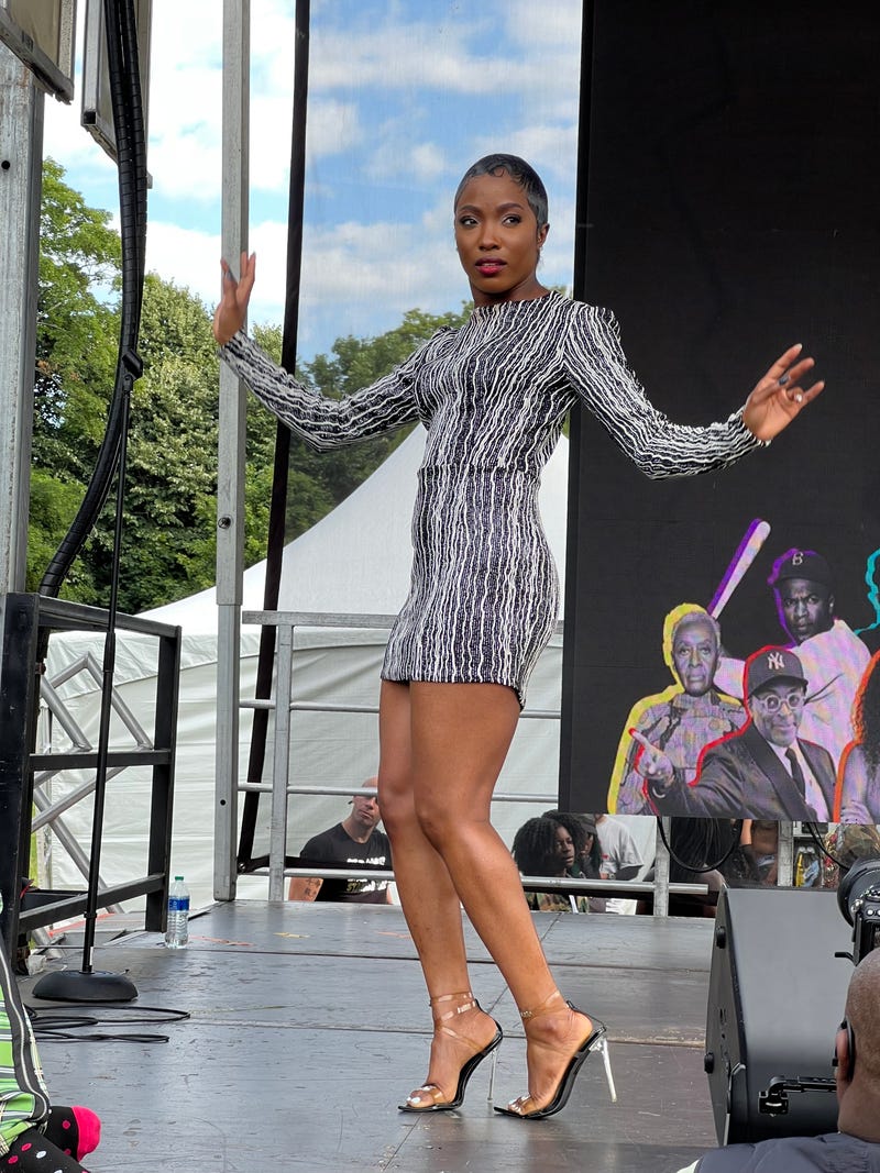 A model onstage at the fashion show Sunday