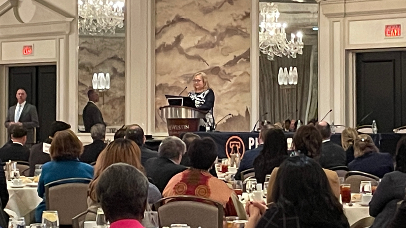 Supreme Court of Pennsylvania Chief Justice Debra Todd addresses a symposium of the Philadelphia Bar Association.