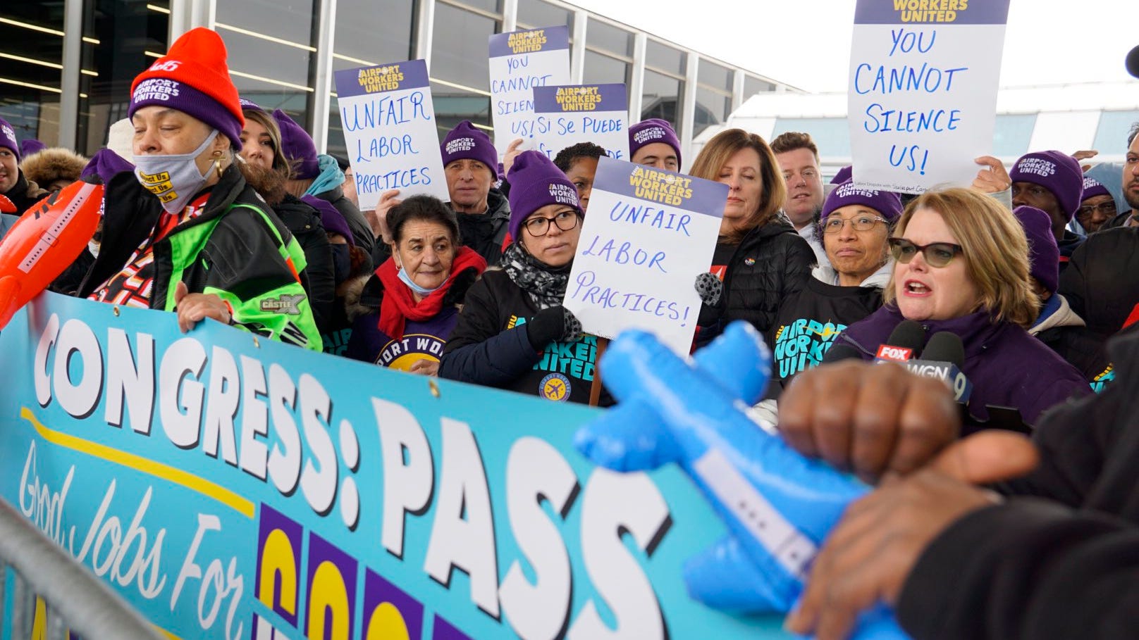 'We work for tyrants': Airport cargo workers walk off the job in protest