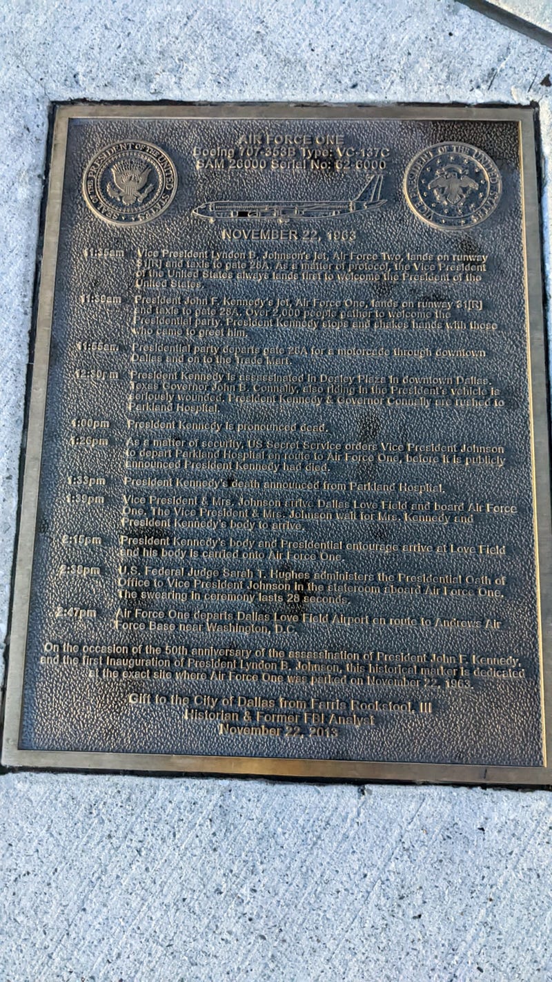 Plaque in the tarmac at Dallas Love Field