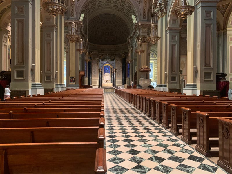 Inside the Cathedral Basilica of Saints Peter and Paul in Center City Philadelphia.