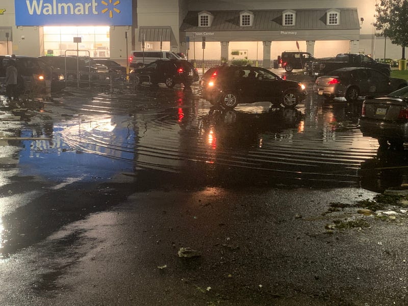 Flooding at a parking lot in Bensalem.